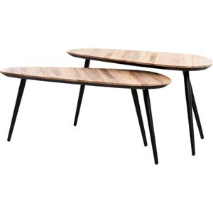 Light & Living Salontafel Viejo - Hout en metaal - Set van 2 stuks