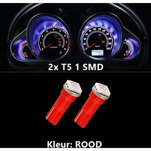 2x T5 (1 LED) ROOD  CANBus Led Lamp 2-Stuks | 5050 | T5L200R | 1000K | 205 Lumen | 12V | 1 SMD | Verlichting | W3W W1.2W Led Auto-interieur Verlichting Dashboard Warming Indicator Wig auto Instrument Lamp | Autolamp | Autolampen |