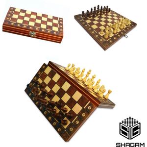 3-in-1 - Schaakbord - Dambord (8x8) - Backgammon - 24 cm - Schaakspel