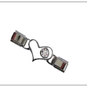 Quiges - Schakel - Bedel - 9mm - charms - Kleurrijk - Zirkonia - Hart - Geschikt voor - Nomination- armband - Schakelarmband - italy bedels armband