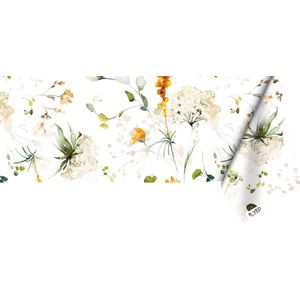 Raved Katoen Tafelzeil Bloesem  140 cm x  320 cm - Oranje - Bloemen - Waterafstotend - Uitwasbaar