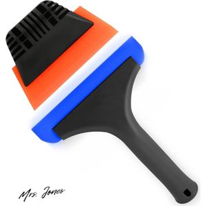 MrsJones Siliconen raamtrekkerset met trekker 156 cm - 124 cm voor auto en douche ramen - glas autoruiten reinigen - ramen tinten kit blauw - oranje .
