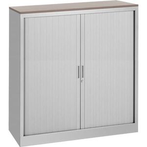 Stalen roldeurkast 135x120x43cm bladkleur Antraciet eiken framekleur Wit (RAL9010)