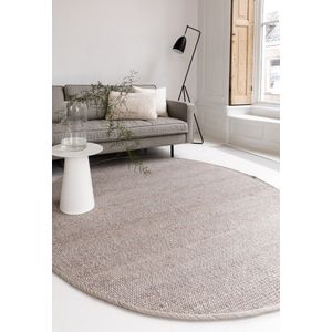 Wollen Vloerkleed Grijs/Beige Vik Grijs/Antraciet - Wol - Rond 200 Ø - (L)