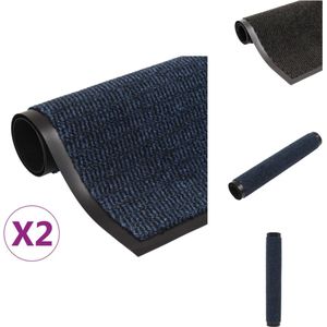 vidaXL Droogloopmat - Anti-slip - Mat van getuft polypropyleen - Blauw - 120 x 180 cm - 5.5 mm hoog - 1.960 g/m² - Inclusief 2 matten - Deurmat