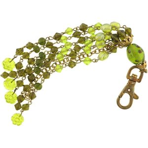 Behave® Vintage tassen hanger - sleutelhanger -groen goud-kleur - 17 cm