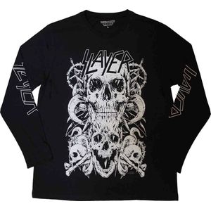 Slayer - White Skulls Longsleeve shirt - S - Zwart