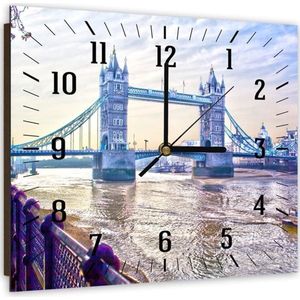 Trend24 - Wandklok - London Bridge - Muurklok - Steden - 40x40x2 cm - Blauw