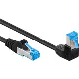 S/FTP CAT6a 10 Gigabit netwerkkabel haaks naar boven / recht / zwart - LSZH - 10 meter