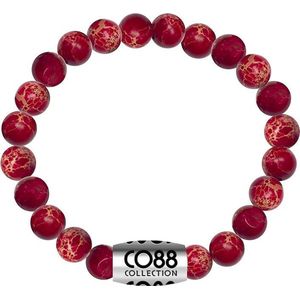 CO88 Collection 8CB-17027 - Armband met bead - Sediment natuursteen 8 mm - one-size - rood
