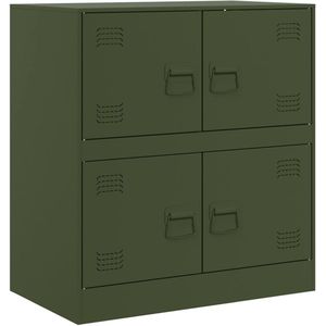 vidaXL - Dressoir - 67x39x73 - cm - staal - olijfgroen