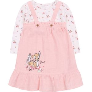 Roze jurk, tuinbroek + body - BAMBI Disney / 80