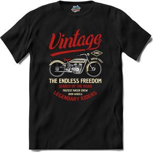 The Endless Freedom | Motor - Hobby - Vintage - T-Shirt - Unisex - Zwart - Maat XXL