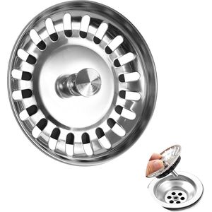 Roestvrijstalen gootsteenzeef - diameter 78 mm - afvoerfilter voor keuken- en badkamergootstenen Gootsteen zeef