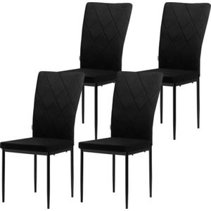 Set van 4 kunstlederen stoelen - waterafstotend & stijlvol - ideaal voor keuken & eetkamer - modern design - ergonomische vorm - zwart