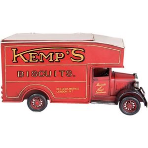 Clayre & Eef Decoratie Miniatuur Auto 33x13x17 cm Rood Metaal Kemp's Biscuits Miniatuur Auto Decoratie Modelauto