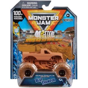 Hot Wheels Monster Jam truck Blue Thunder Mystery Mudders - monstertruck 9 cm schaal 1:64