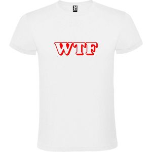 Wit T shirt met print van "" WTF letters "" print Rood size S