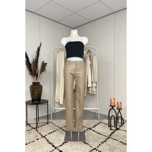 Zara | Faux Leather Pants, Beige, Maat 40