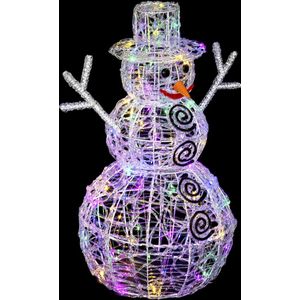 Feeric lights and christmas verlichte sneeuwpop - figuur - 60 cm - 100 leds gekleurd