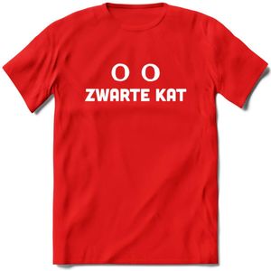 Zwarte Kat - Katten T-Shirt Kleding Cadeau | Dames - Heren - Unisex | Dieren shirt | Grappig Verjaardag kado | Tshirt Met Print | - Rood - XL