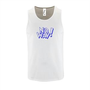 Witte Tanktop sportshirt met ""No Way"" Print Blauw Size XXL