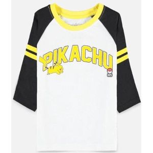 Pokémon Raglan Top Kinderen -Kids 146- Running Pika Wit/Zwart