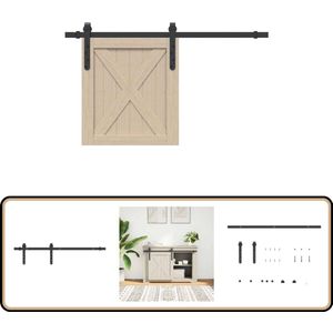 vidaXL Ophangset schuifdeur - 91 cm - Koolstofstaal Schuifdeurset - Schuifkasten - Deurrolletjes - Keukeninrichting - Badkamermeubilair