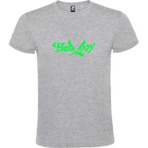 Grijs  T shirt met  ""Bad Boys"" print Neon Groen size XXL