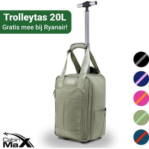 CabinMax Narvik Wieltas - Ryanair Reistas op Wielen - Handbagage 20L - 40x20x25cm - Bodo Groen