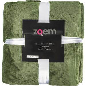 Zoem - Fleece deken XL - Fleece plaid XL - Recycled - Olijfgroen - Groen - Kerst - Picknick - Terras - Tuinset - Duurzaam - 205 x 150 - 300 gsm - Kleedje