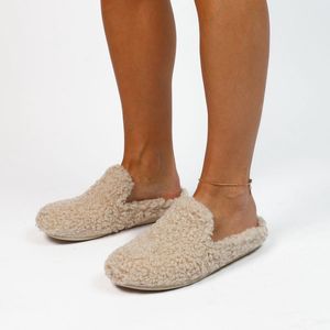 Manfield Teddy Pantoffels Beige