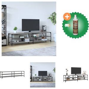 vidaXL Tv-meubel 200x30x50 cm bewerkt hout metaal grijs sonoma eiken - Kast - Inclusief Houtreiniger en verfrisser