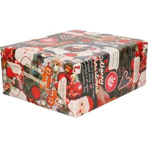 5x Rollen Kerst inpakpapier/cadeaupapier gekleurd met songteksten 2,5 x 0,7 cm - Luxe papier kwaliteit kerstpapier - Kerstmis