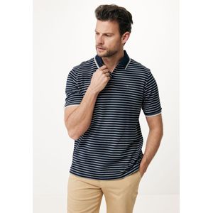 Short Sleeve Striped Polo Mannen - Navy - Maat S