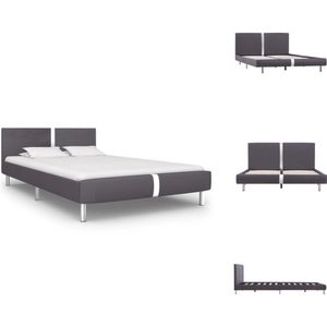 vidaXL Bedframe - Klassiek design - Gepoedercoat ijzer en MDF - Stalen poten - Grijs - 211 x 145 x 70 cm - Geschikt voor matras van 140 x 200 cm - Matras niet inbegrepen - Bed