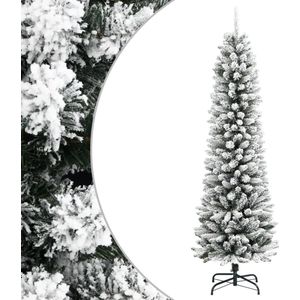vidaXL - Kunstkerstboom - met - sneeuw - smal - 210 - cm - PVC - en - PE