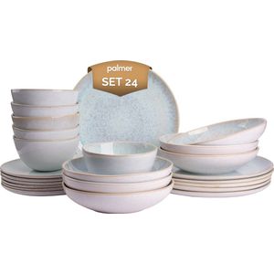 Palmer Serviesset Light Blue Sea Stoneware 6-persoons 24-delig Blauw