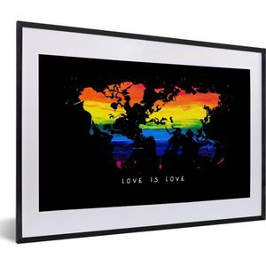 Fotolijst incl. Poster - Wereldkaart - Pride - Liefde - 60x40 cm - Posterlijst