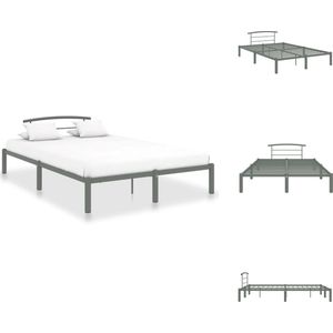 vidaXL Metalen Bedframe - Grijs - 210 x 130 x 63 cm - Geschikte matras 120 x 200 cm - Eenvoudige montage - Massieve constructie - Bed