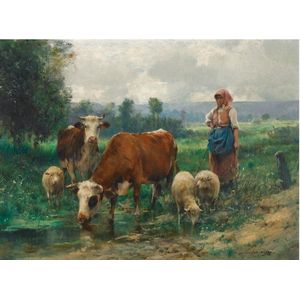 Dupre - Herderin met kudde  (1000 stukjes, kunst puzzel)