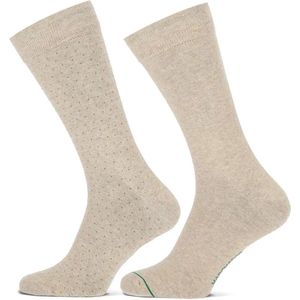 Marcmarcs 2-pack- Heren katoenen sokken met print - 46 - Beige