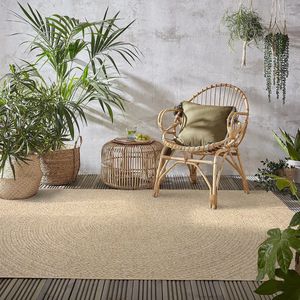 Flycarpets Ceres Buitenkleed Laagpolig - Jute - Cirkel Vloerkleed - Naturel - 80x150 cm