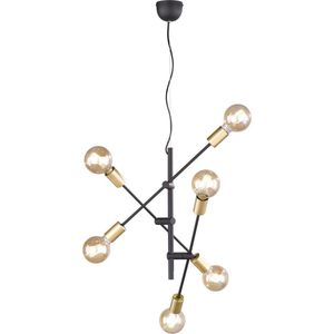LED Hanglamp - Torna Ross - E27 Fitting - 6-lichts - Rond - Mat Goud - Aluminium