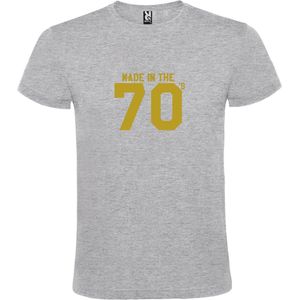 Grijs T shirt met print van "" Made in the 70's / gemaakt in de jaren 70 "" print Goud size XXXL