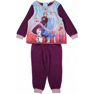Frozen fleece pyjama - paars - Elsa - Anna - Olaf - maat 128 - 8 jaar