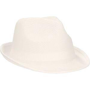 Trilby feesthoedje wit voor volwassenen - Carnaval party verkleed hoeden