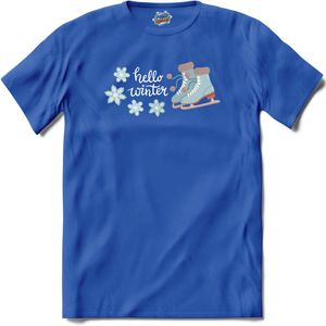 Hello Winter Blue | Schaatsen - Winter - Ice Skating - T-Shirt - Unisex - Royal Blue - Maat XL
