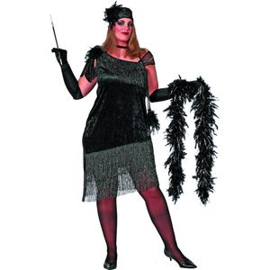 Wilbers & Wilbers - Jaren 20 Danseressen Kostuum - Ms 20-Black Charleston, Zwart ( Grote Maten) - Vrouw - Zwart - Maat 56 - Carnavalskleding - Verkleedkleding