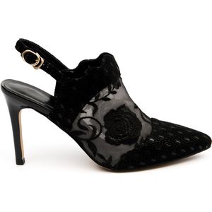 Zerba - Dames Pumps - Maat 37 - Zwart Leer Textiel - Acerone